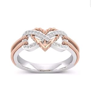 **New friendship infinity rose gold Cz ring